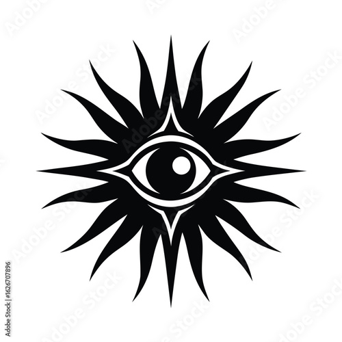 Mystical eye sunburst tribal design