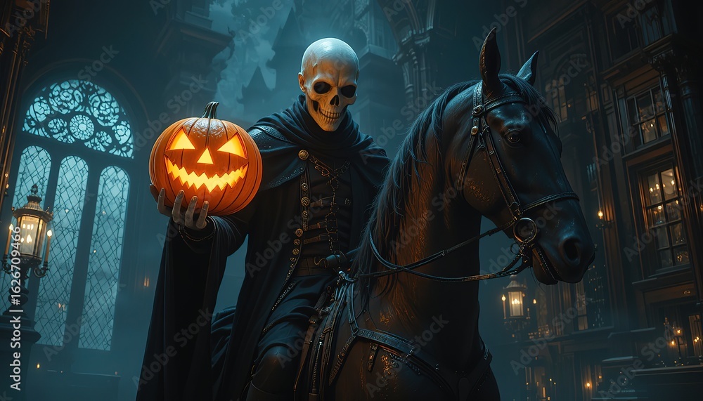 Obraz premium Headless Horseman Under the Full Moon