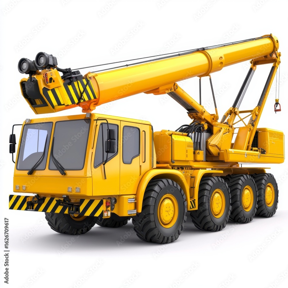 Yellow Mobile Crane on White Background Yellow Mobile Crane on White Background