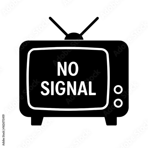 No signal on TV in solid style symbolizing information blackout and disconnection