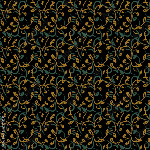 Seamless background with traditional Japanese pattern in Karakusa style  