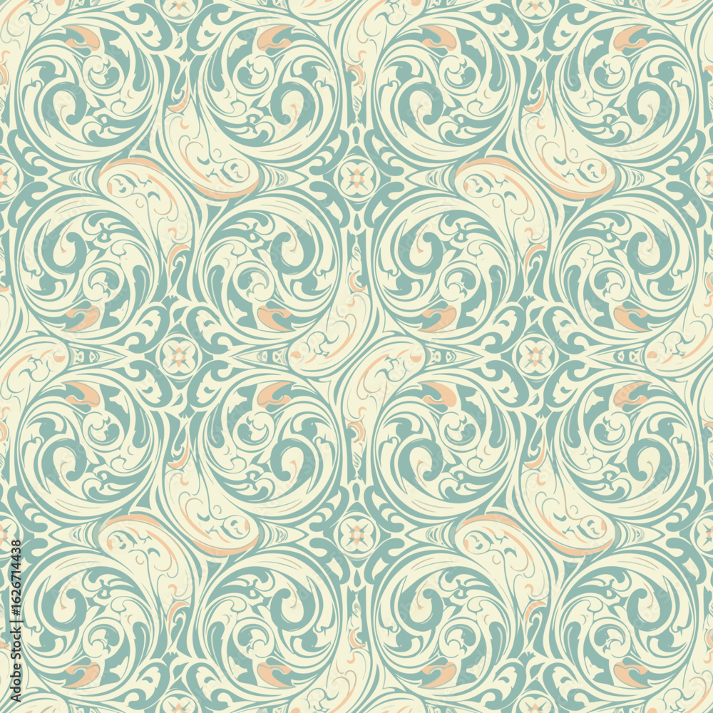 Seamless background with traditional Japanese pattern in Karakusa style Seamless background with traditional Japanese pattern in Karakusa style