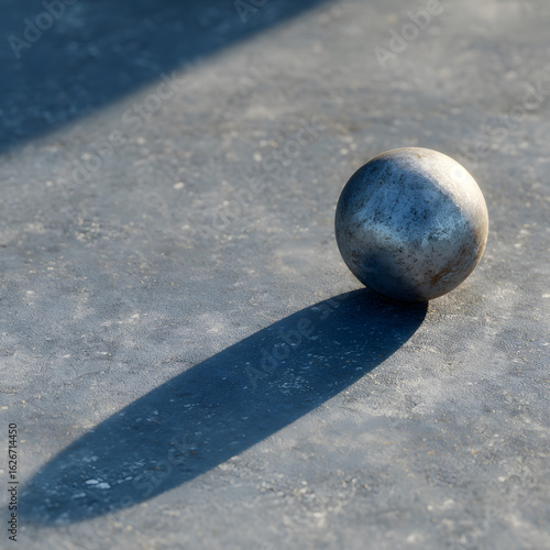 Wallpaper Mural Single Metal Petanque or Bocce Ball on the Ground with a Strong Shadow. Torontodigital.ca