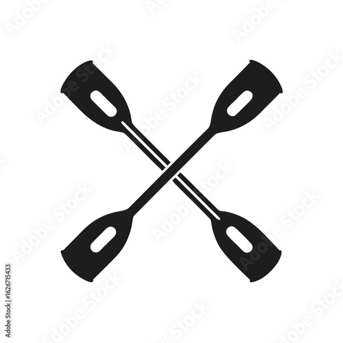 Crossed Kayak Paddles with Elliptical Openings on White Background canoe paddle water sport