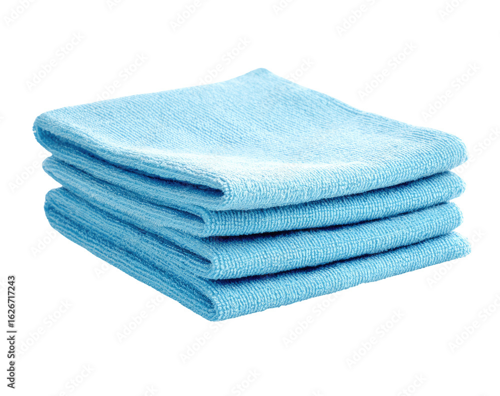 Light-blue cleaning cloths stacked Light-blue cleaning cloths stacked