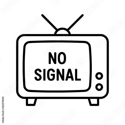 No signal on TV in outline style symbolizing information blackout and disconnection