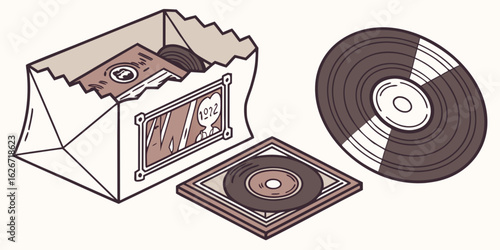 Torn polyethylene packaging for cd cover and vinyl record