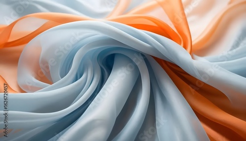 Dreamy Abstract Flowing Silk Texture with Glowing Orange Core