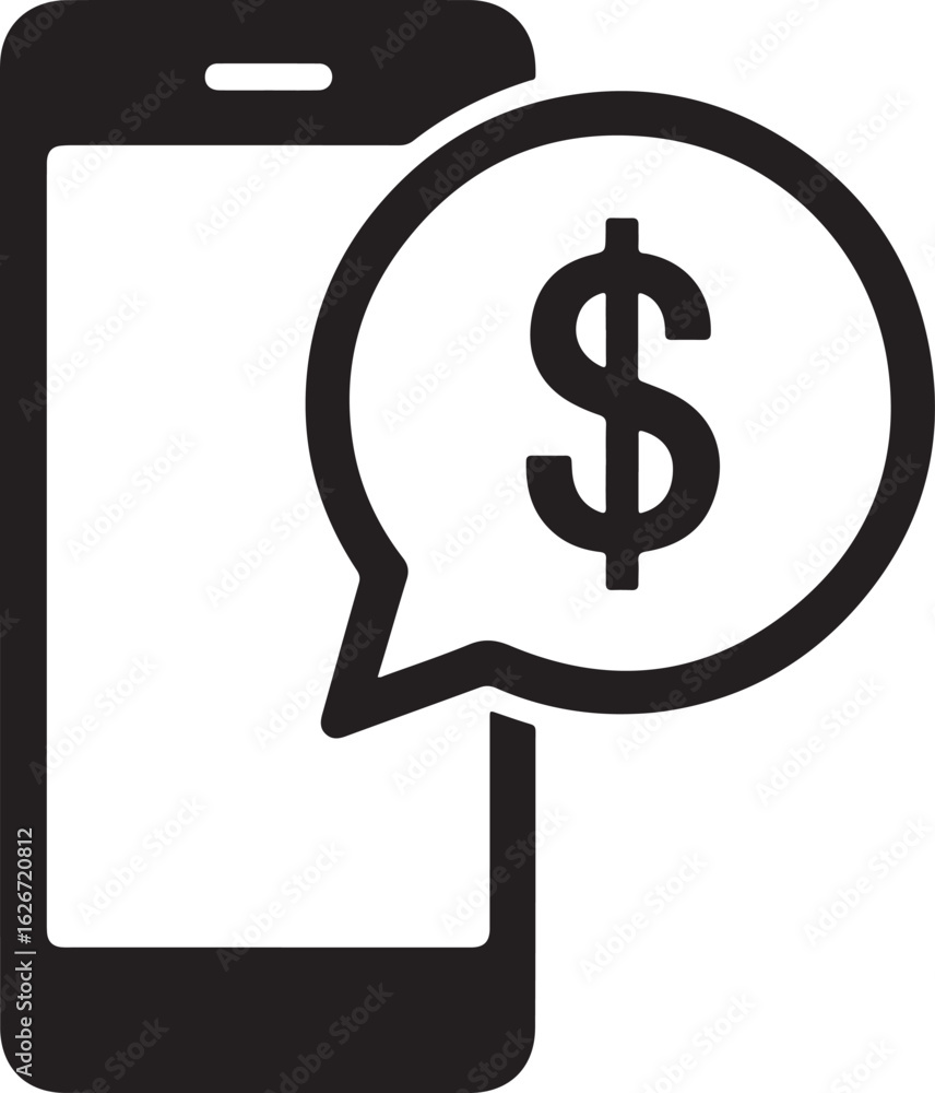 Smartphone with dollar sign speech bubble icon mobile Smartphone with dollar sign speech bubble icon mobile