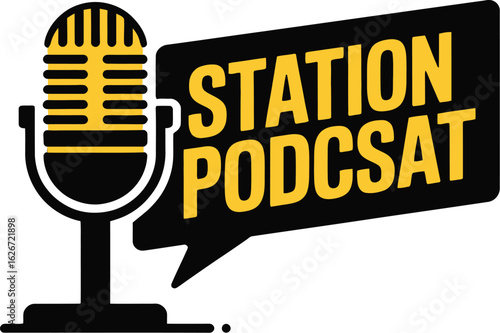 Podcast design logo creative bubble chat and podcasting