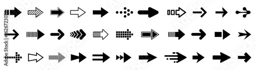 Arrow icon set, arrow cursor collection, different arrow signs, black arrows icons