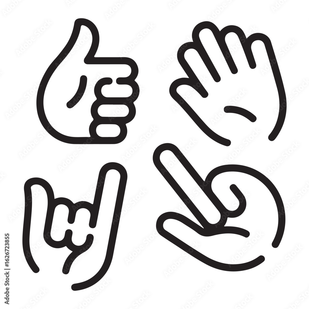 Fototapeta premium Minimal hand symbol vector collection