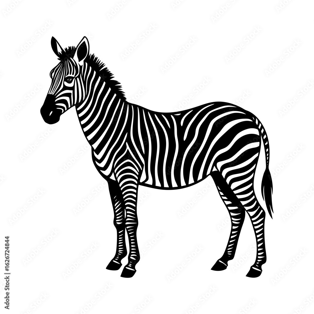Obraz premium silhouette of a zebra standing with stripes visible vector art