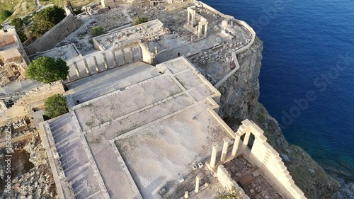 aerial view of lindos acropolis in rhodes