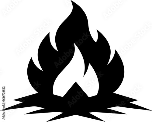 Bonfire with Burning Logs Silhouette Graphic