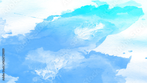 Blue gradient watercolor background Abstract png texture. Cyan sky and cloud paint wash effect. Gradient watercolor isolated on transparent background for artistic design projects.