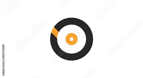 Abstract Circular Graphic in Gray and Yellow on White Background