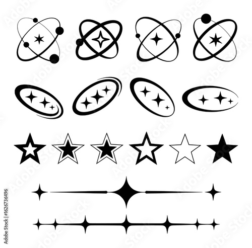 Atomic orbital and star graphic elements shape