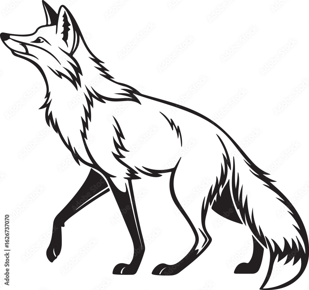Obraz premium A stylized fox illustrated in a circular form, showcasing its characteristic features like ears and tail in a unique design