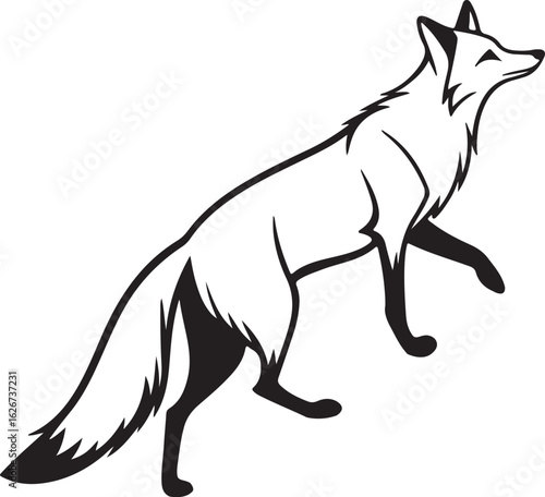 A stylized fox illustrated in a circular form, showcasing its characteristic features like ears and tail in a unique design