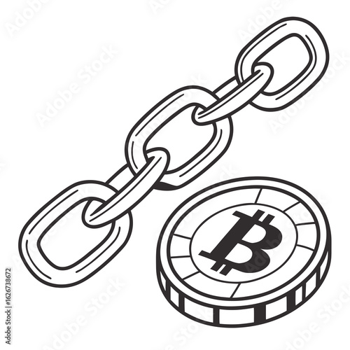 Bitcoin cryptocurrency linked to blockchain technology