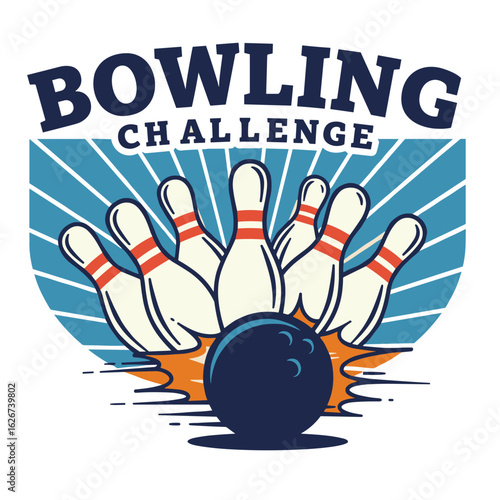 bowling logo design vector illustration. this logo suitable for sport, community, tournament and especially in the fields related to bowling