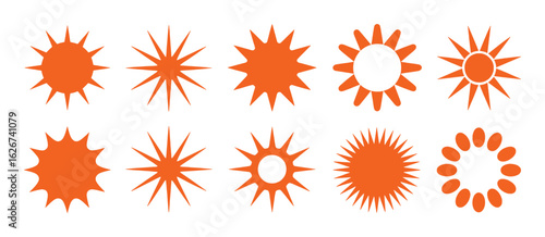 Orange sunburst starburst and circular burst shapes vector