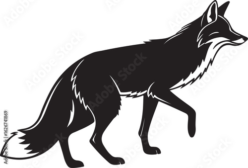 A stylized fox illustrated in a circular form, showcasing its characteristic features like ears and tail in a unique design