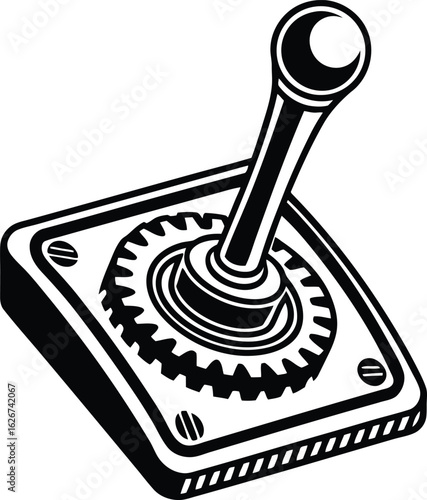 Black and white illustration of a gear shift lever mechanical control
