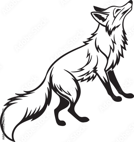 A stylized fox illustrated in a circular form, showcasing its characteristic features like ears and tail in a unique design
