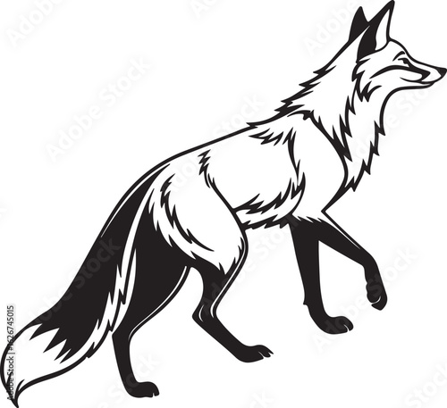 A stylized fox illustrated in a circular form, showcasing its characteristic features like ears and tail in a unique design