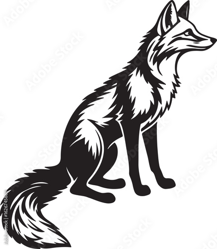 A stylized fox illustrated in a circular form, showcasing its characteristic features like ears and tail in a unique design