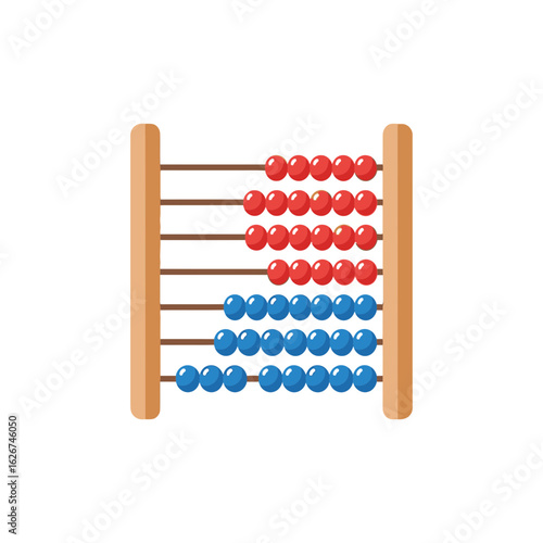 An abacus with red and blue beads on a light blue background.