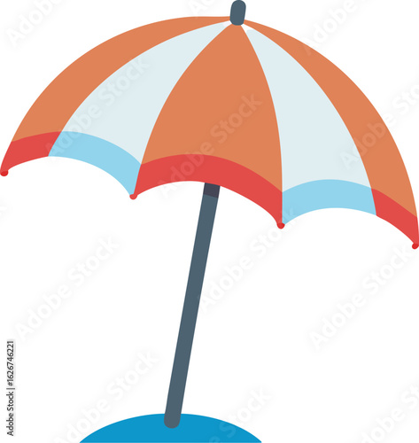 A vibrant and colorful beach umbrella illustration perfect for summer designs and coastal themes showcasing a classic sunshade