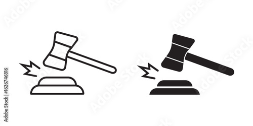 Gavel icon set. judge gavel icon vector. law icon vector. Judge hammer silhouette vector, court hammer icon set.vector illustration.