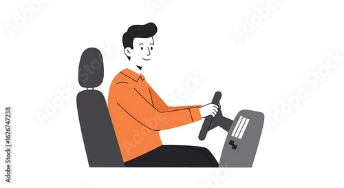 Person Driving Vehicle Holding Steering Wheel Illustration