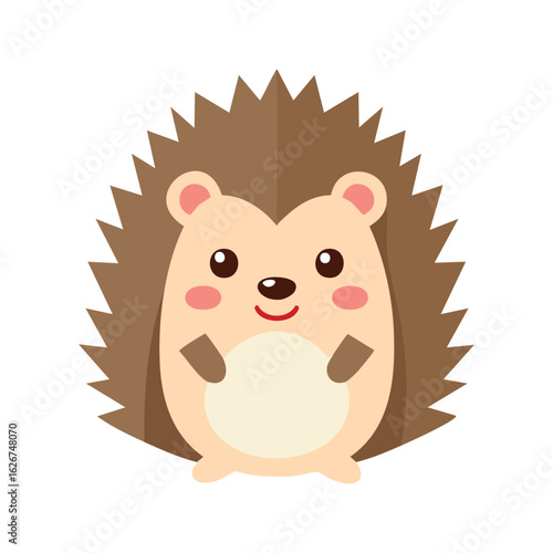 A cute hedgehog with a charming, friendly expression. It has a round body covered with spikes