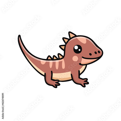 A cute baby dinosaur smiles