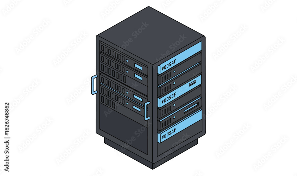 Obraz premium Minimalist 3D Server Stack vector with Clean Rack Design.