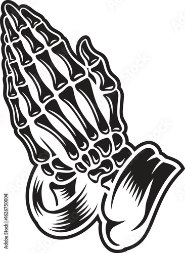 Vintage skeleton praying hands concept vector 