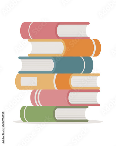 Colorful Stack of Books Illustration for Education and Learning Resources Academic Achievement and Literary Concepts