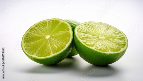 fresh lime halves on clean white background ready for use generative ai