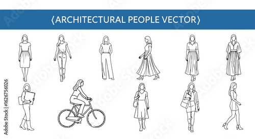 Architectural people vector Women in various poses