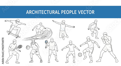 Architectural People Vector Sports Activities Illustrations