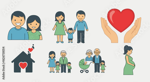 Family Life Stage Icons Growing Families Pregnancy and Grandparents