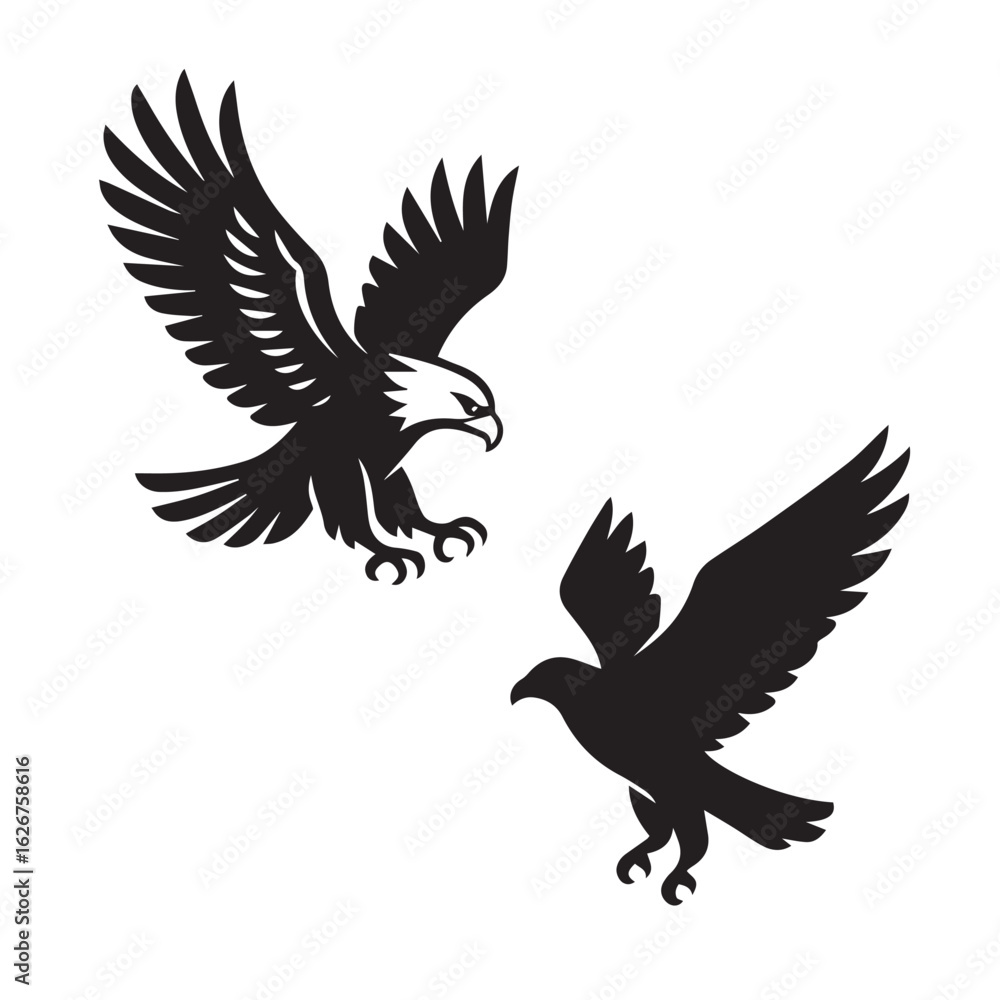 Obraz premium Eagle flying vector silhouette illustration design icon