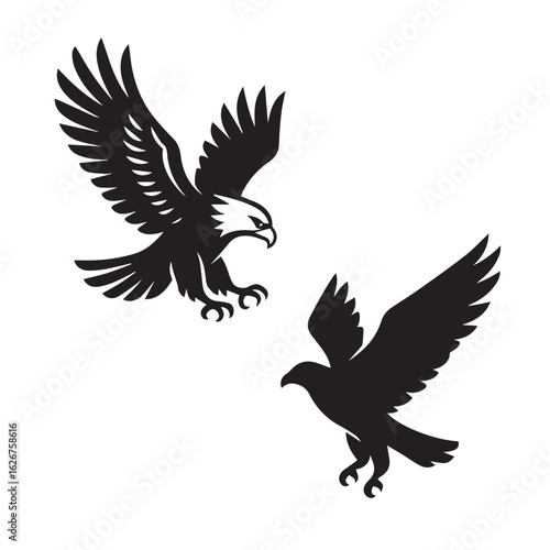 Eagle flying vector silhouette illustration design icon
