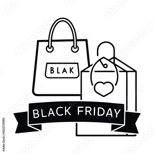 Black Friday shopping bags with ribbon sale discount