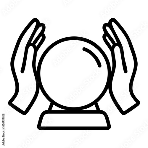 crystal ball magic icon with hands icon vector