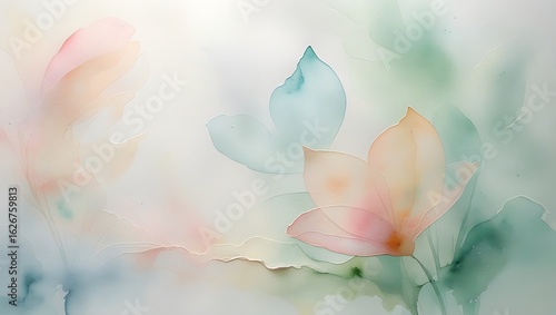 Soft pastel watercolor floral art featuring delicate and beautiful painted flower petals